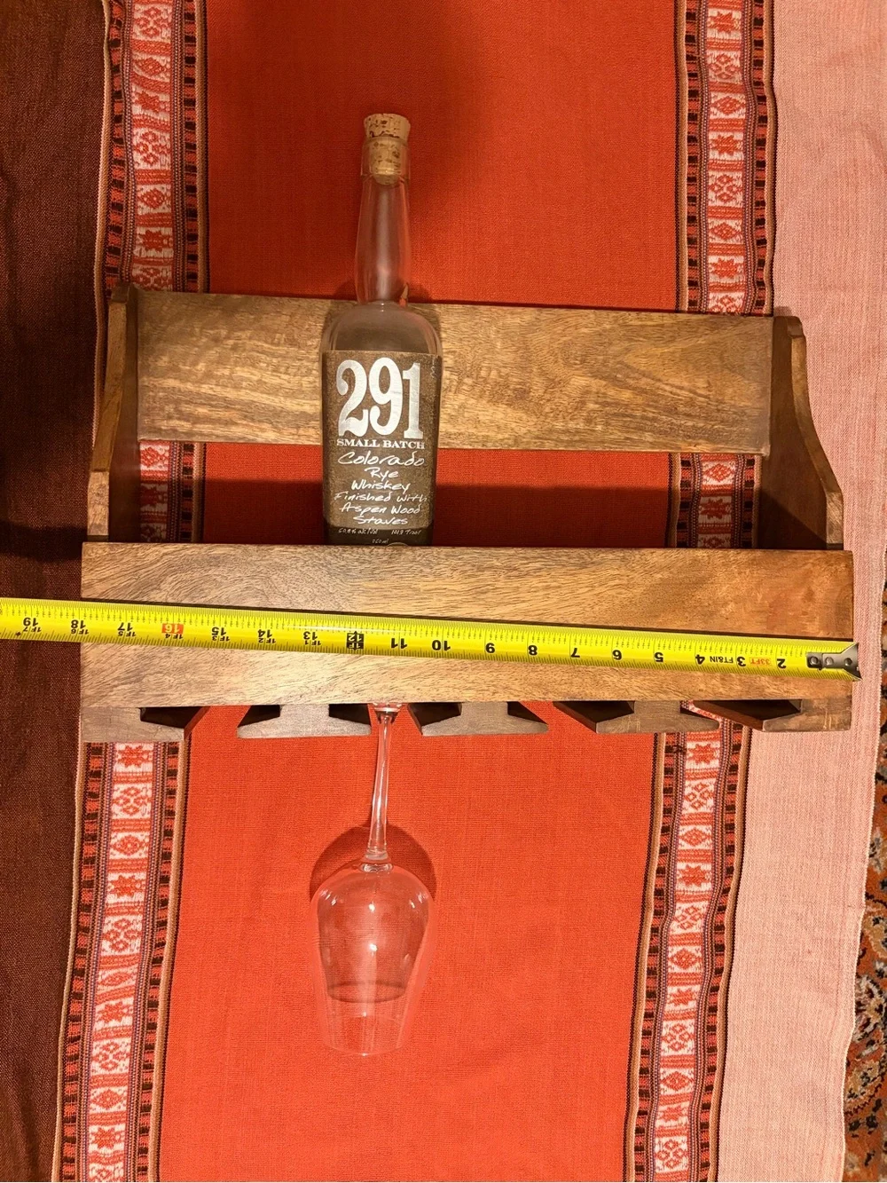 Wine glasses and bottle shelf